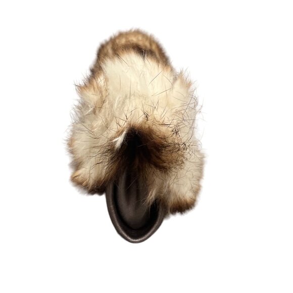 Hype Bags Women's Metallic Pewter Leather Rabbit Fur Wristlet Sz M - Picture 4 of 11